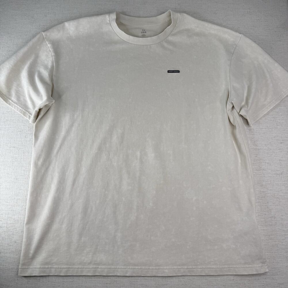Under Armour Men's Heavyweight Washed Oversized T-Shirt Size Large Cream White